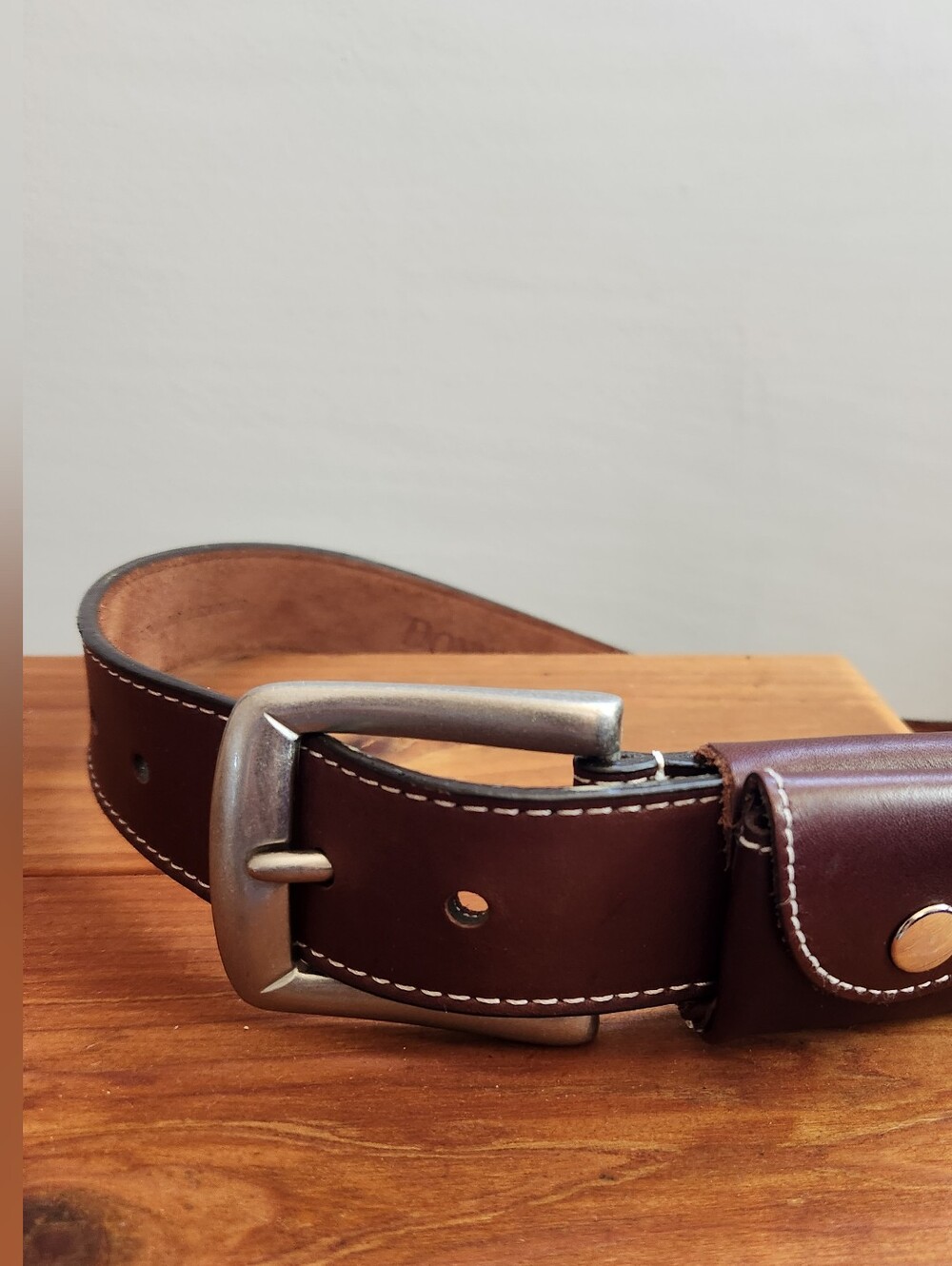 Donna Katz Genuine Leather Thick Brown Belt with Pocket Natural
